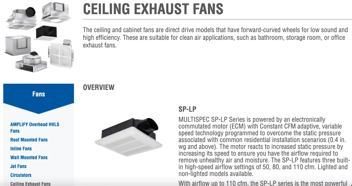 Greenheck ceiling exhaust fan